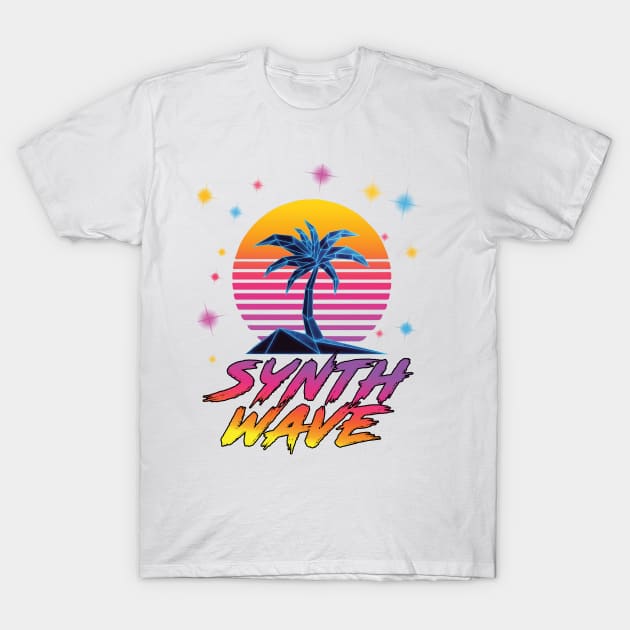 Synthwave Vaporwave Palm Tree Outrun Sunset T-Shirt by vikki182@hotmail.co.uk